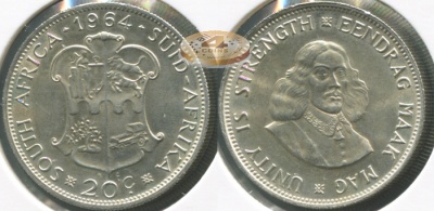 ЮАР. 20 центов. 1964 (Unc. Серебро)