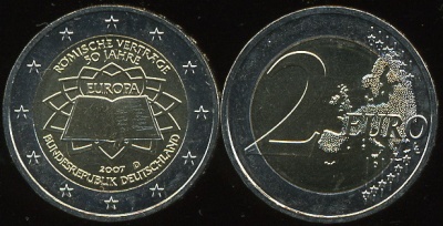 Германия. 2 евро. 2007.D (Unc. Биметалл)