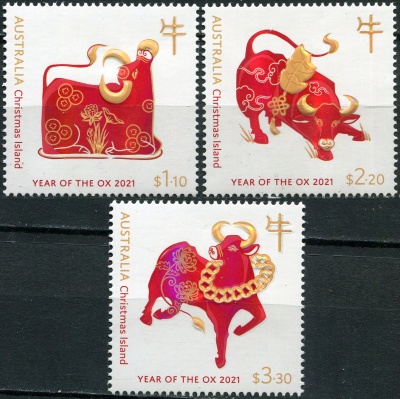 Остров Рождества. 2021. Год быка (Серия Почтовых марок. MNH OG)