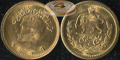 Иран. 1/4 пехлеви. 1960 (Unc. Золото)