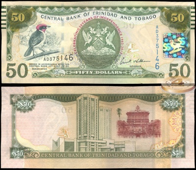 Тринидад и Тобаго. Банкнота 50 долларов. 2006(2012). Unc. Бумага. Кат.# P.53a