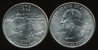 США. Квотер (25 центов). 2004.P (Unc) Айова