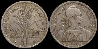 Французский Индокитай. 20 центов. 1939.(a) (aUnc)