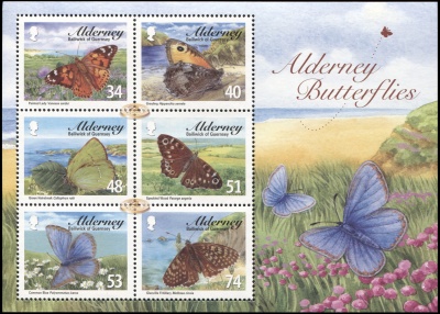 Олдерни. 2008. Бабочки (Малый лист. MNH OG)