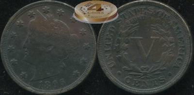 США. 5 центов. 1895 (XF.патина)