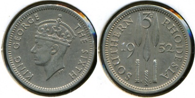 Родезия Южная. 3 цента. 1952. (Unc)