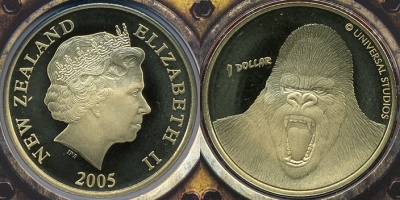 Новая Зеландия. 1 доллар. Кинг Конг. 2005 (Unc)