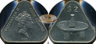 О-ва Кука. 2 доллара. 1992 (Unc)