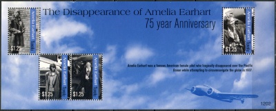 Тувалу. 2012. 75-летие пропажи без вести Амелии Эрхарт, 1897-1937 (Малый лист. MNH OG)