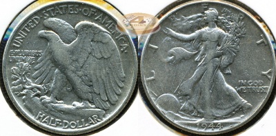 США. 1/2 доллара. 1944 (VF. Серебро)