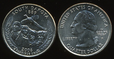 США. Квотер (25 центов). 2006.P (Unc) Южная Дакота