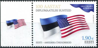 Эстония. 2022. 100-летие установления дипломатических отношений с США (Почтовая марка. MNH OG)
