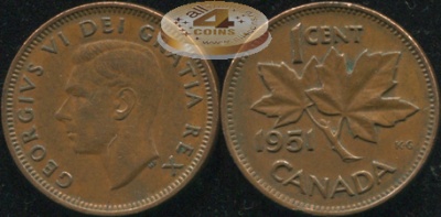 Канада. 1 цент. 1951 (Unc)