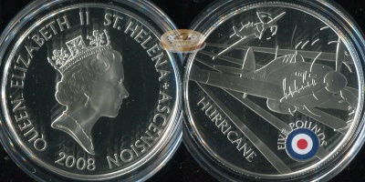 Святой Елены и Вознесения, о-ва. 5 фунтов. 2008 (Proof. Серебро)