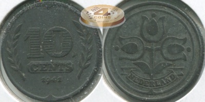 Нидерланды. Монета 10 центов. 1941 (KM#173. Unc)