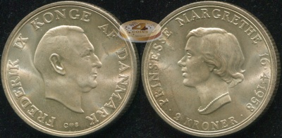 Дания. 2 кроны. 1958 (Unc. Серебро)