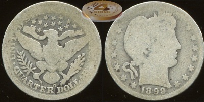 США. 25 центов. 1899 O (G-. Серебро)