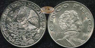 Мексика. 5 песо. 1977 (Unc)