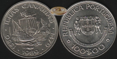 Португалия. 100 эскудо. 1989 (Unc)