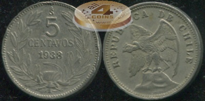 Чили. 5 центаво. 1938 (VF)