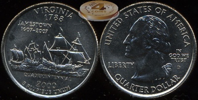 США. Квотер [25 центов]. 2000.D (Unc) Вирджиния