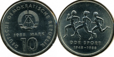 Германия (ГДР). 10 марок. 1988 (Unc)