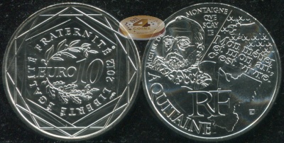 Франция. 10 евро. 2012 (Unc. Серебро)