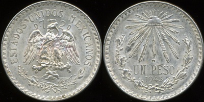 Мексика. 1 песо. 1943 (Unc. Серебро)