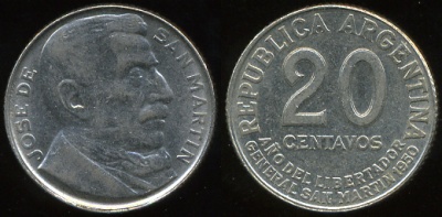 Аргентина. 20 центаво. 1950