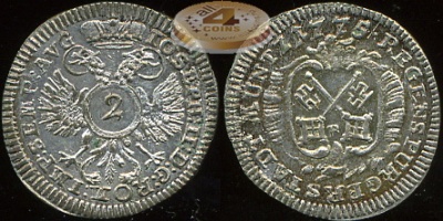 Св. Римская имп. 2 крейцера. 1774 (XF/Unc. Серебро) [R! - редкая]