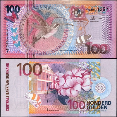 Суринам. 100 гульденов (Unc) 2000