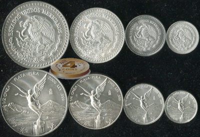 Мексика. Набор №11 (4 монеты. Серебро. Unc) 2008