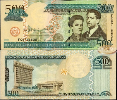 Доминиканская республика. 500 песо (Unc) 2006