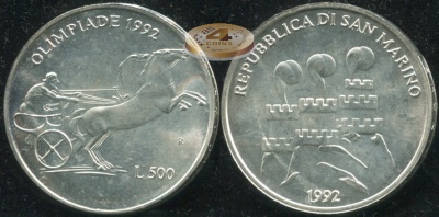 Сан-Марино. 500 лир. 1992 (Unc. Серебро)