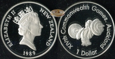 Новая Зеландия. 1 доллар. 1989 (Proof. Серебро)