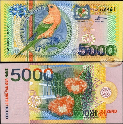 Суринам. 5000 гульденов (Unc) 2000