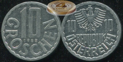 Австрия. 10 грошенов. 1988 (Unc)
