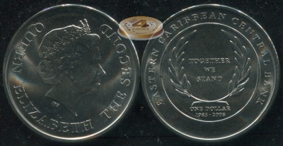 Восточные Карибские штаты. 1 доллар. 2008 (Unc)