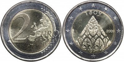 Финляндия Монета 2 евро. 2009 (Unc. Биметалл) 200-летие финской автономии и сейма в Порвоо