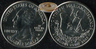 США. Квотер (25 центов). 2009.D (Unc) Северные Марианские о-ва