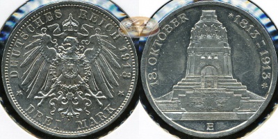 Германия (Саксония). 3 марки. 1913 E (Proof-. Серебро)