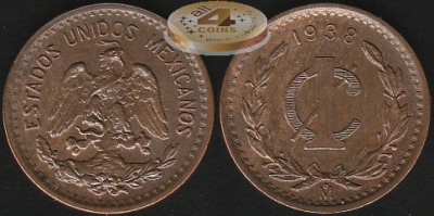 Мексика. 1 центаво. 1938 (Unc)