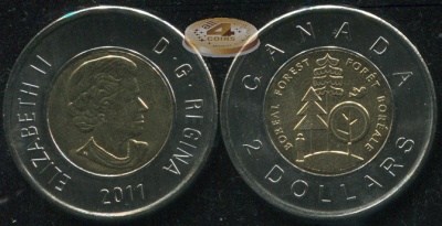 Канада. 2 доллара. 2011 (Unc. Биметалл)