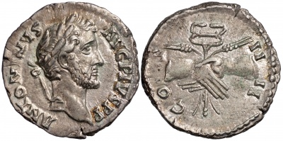 Римская империя. Антонин Пий. Денарий. XF серебро. 145-161 Рим