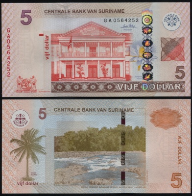 Суринам. 5 долларов (Unc) 2010