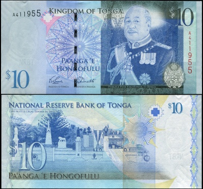 Тонга. Банкнота 10 паанга. ND(2009). Unc. Бумага. Кат.# P.40a
