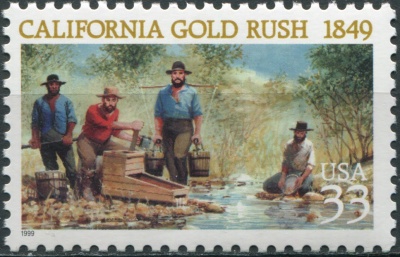 США. 1999. 150-летие Калифорнийской золотой лихорадки (Почтовая марка. MNH OG)