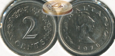 Мальта. 2 цента. 1976 (Unc)