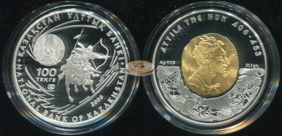 Казахстан. 100 тенге. 2009 (Proof. Серебро, Позолота)