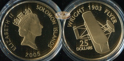 Соломоновы о-ва. 25 долларов. 2005 (Proof. Серебро. Позолота)